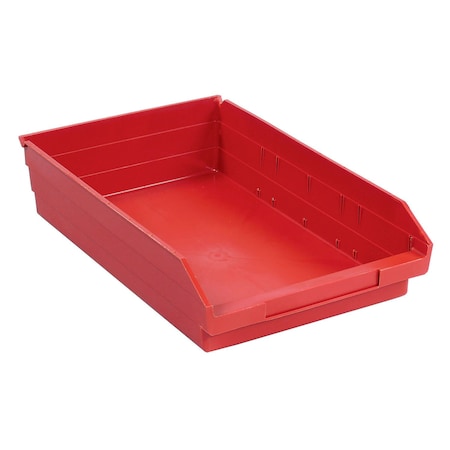 Global Industrial Shelf Storage Bin, Polypropylene, Red, 4 in H, 11-1/8 in W 184846RD